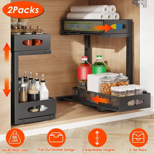 Tidy Habit™ 2-Tier Slide-Out Cabinet Organizer (2-Pack)